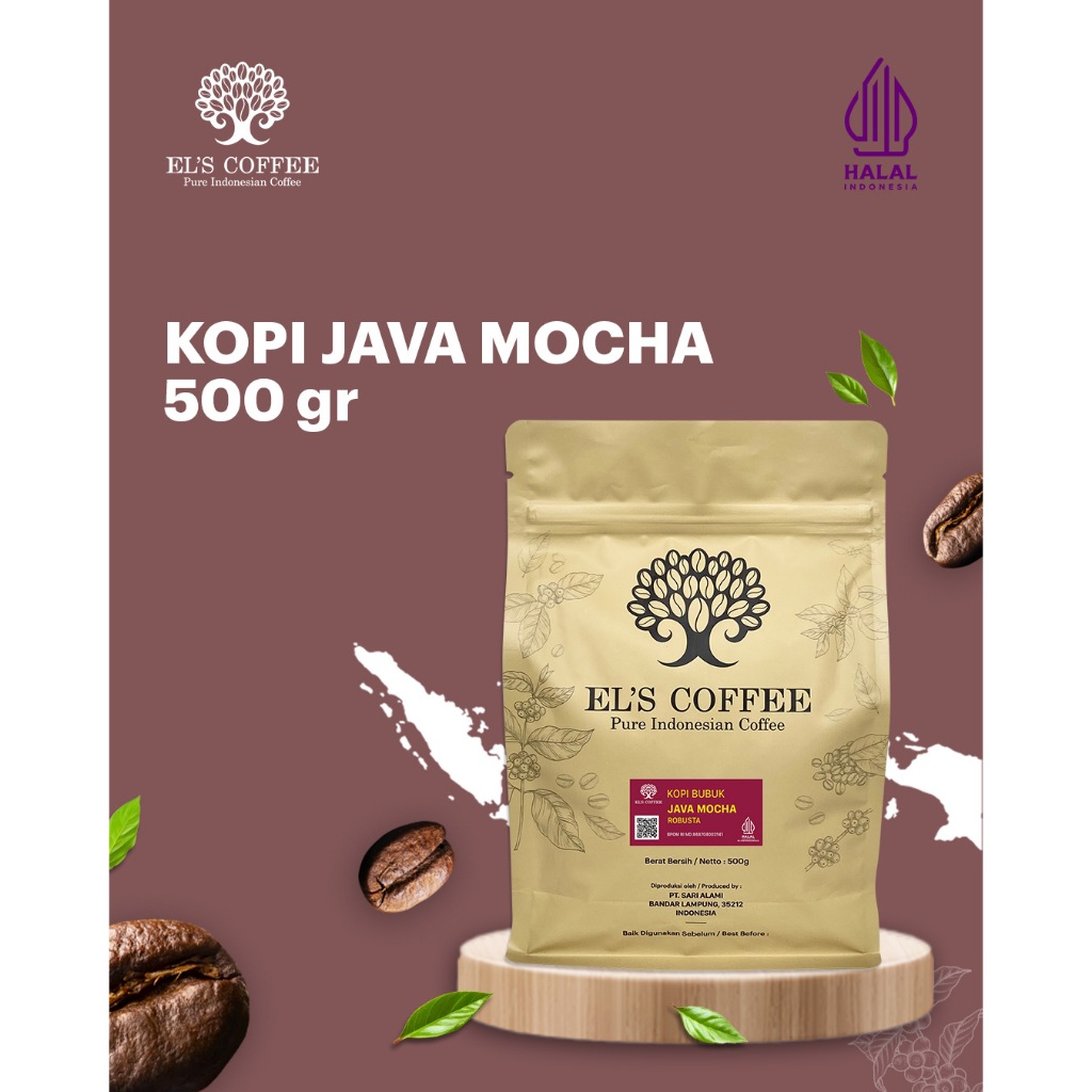 

EL'S COFFEE Java Mocha Robusta 500Gr Pure Indonesia Coffee Beans / Fine / Course Roasted Kopi S1737