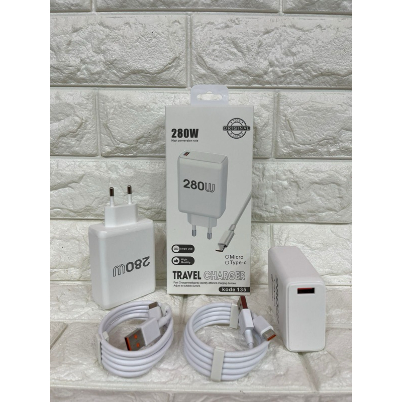 Charger Ori 280W Kode 135 Fast Charging Vooc Casan Universal Buat Semua HP Android Micro Type C