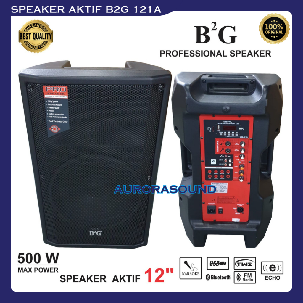 SPEAKER AKTIF B2G 121A SPEAKER 12 INCH 500 WATT BONUS MIC KABEL HARGA 1 PCS ORI GARANSI