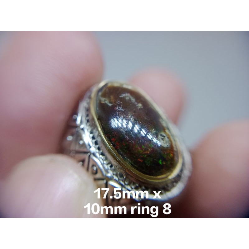batu alam kalimaya Banten teh jarong biang tanpa senter jumbo 17.5mm x 10mm ring 8