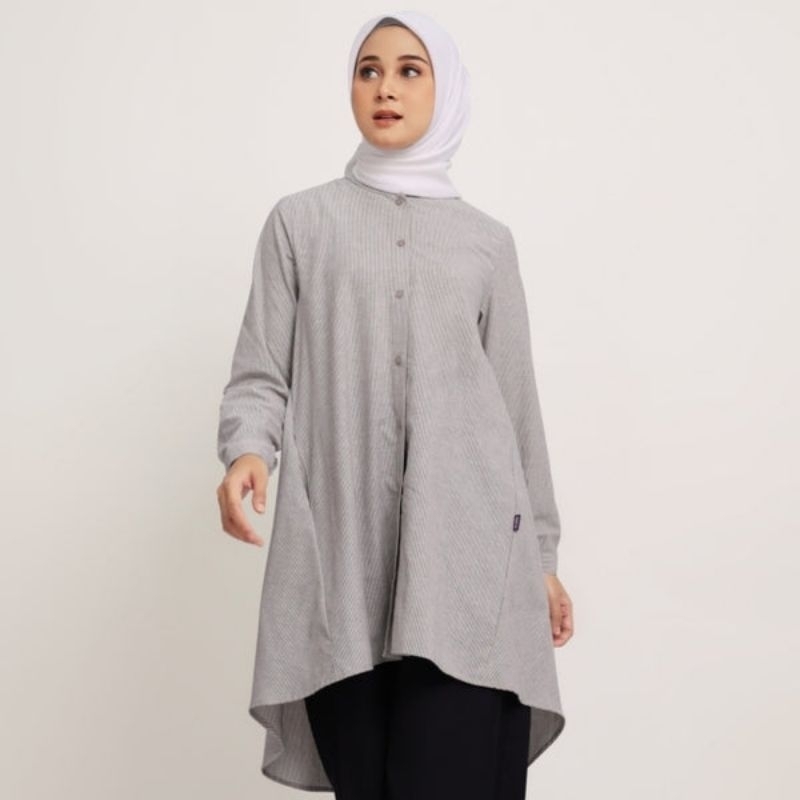 ELZATTA Tunik Katun Stripe - Long Tunic Motif Garis