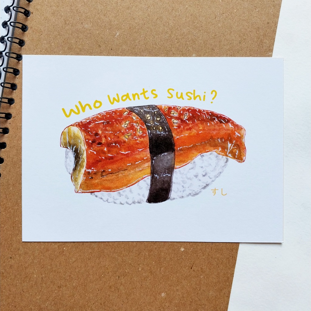 

Sushi Postcard / Kartu Pos Ilustrasi / Food Illustration Postcard