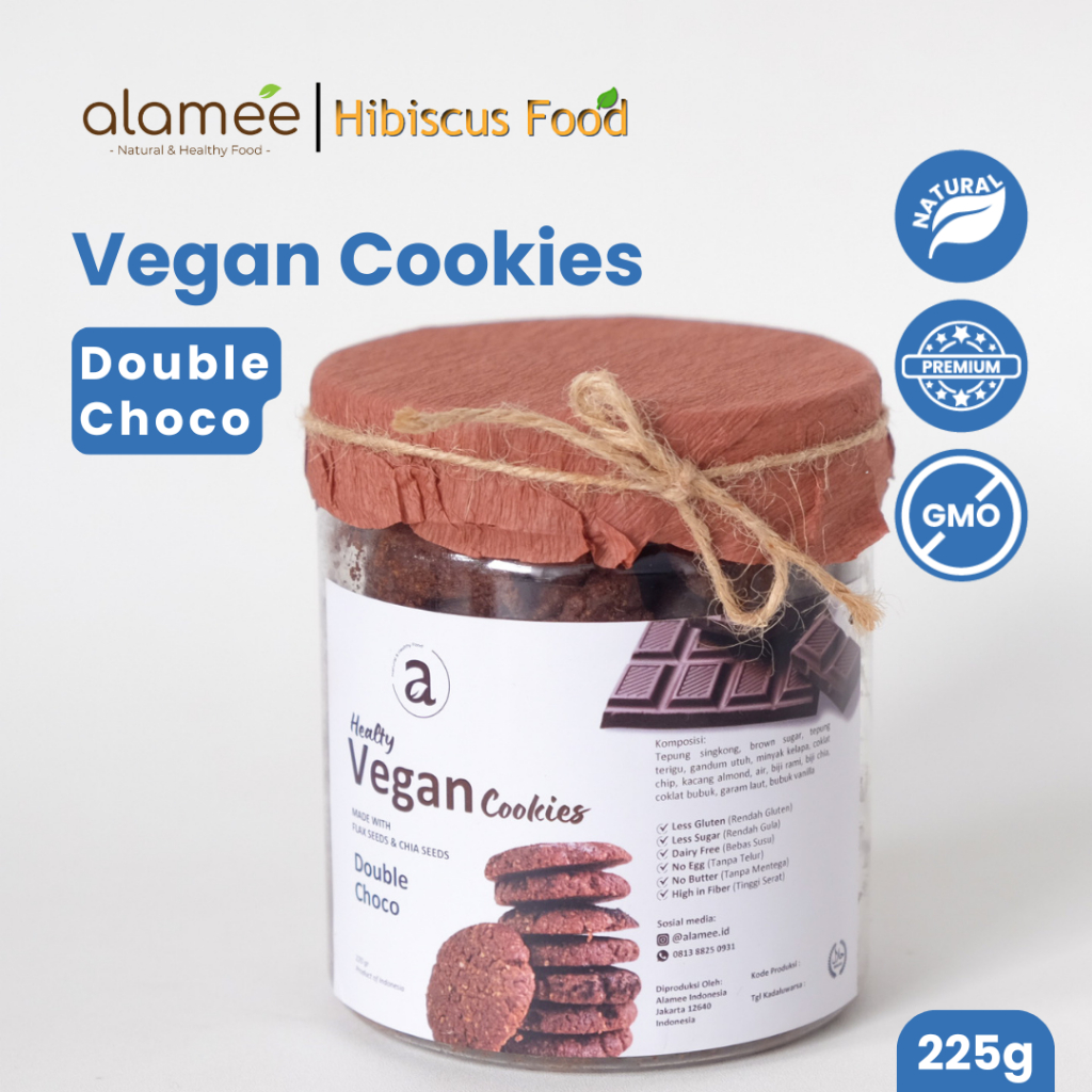 

ALAMEE Cookies Diet - Double Choco Kue Kering Cemilan Sehat Healthy Vegan Snack Sehat Less Sugar 220