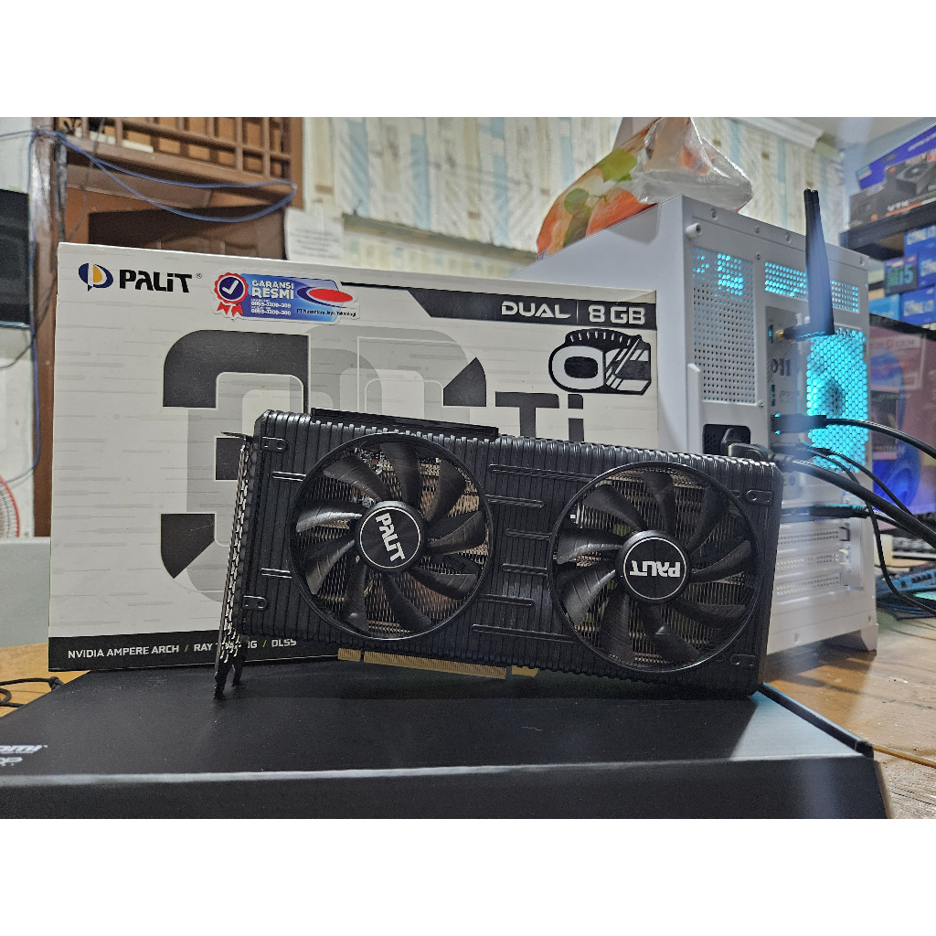 VGA CARD PALIT NVIDIA RTX 3060Ti 8GB DDR6 GARANSI ON RESMI FULLSET BUKAN BEKAS MINING