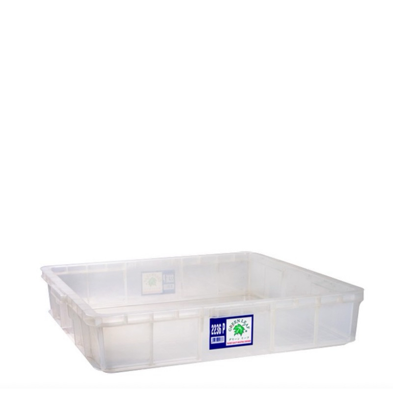 Box Container Green Leaf 2236 P Bening Transparan Container Industri Roti Sayur Buah Rak Susun Serba