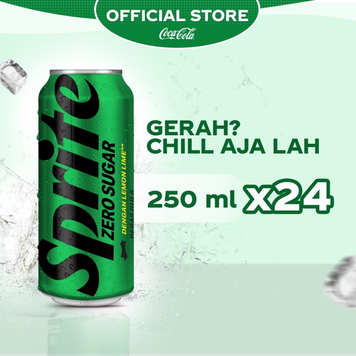 

Sprite Zero Lemon Lime Minuman Soda - Kaleng 250ml x 24 pcs