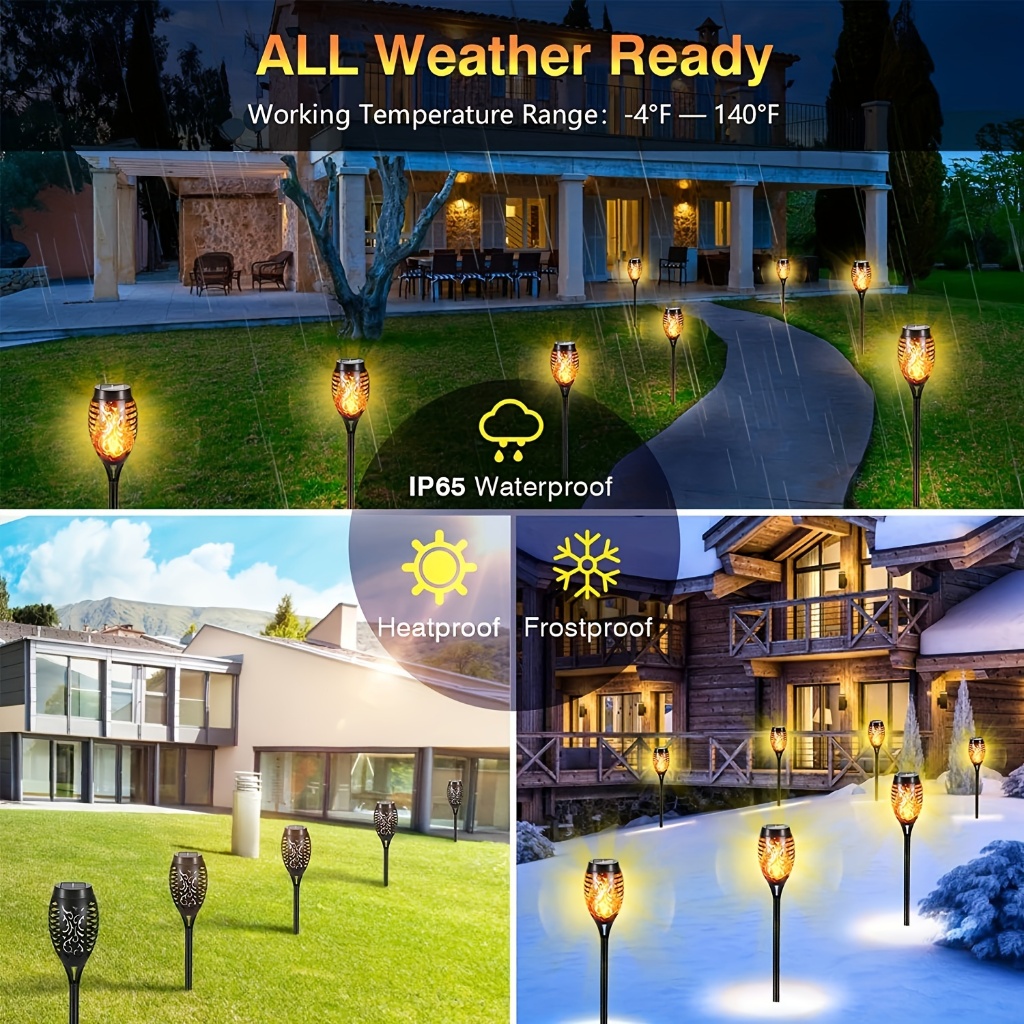 Lampu Dekorasi Halloween Tenaga Surya di Luar Ruangan, Kontrol Cahaya, Lampu Obor Surya 12LED Dengan