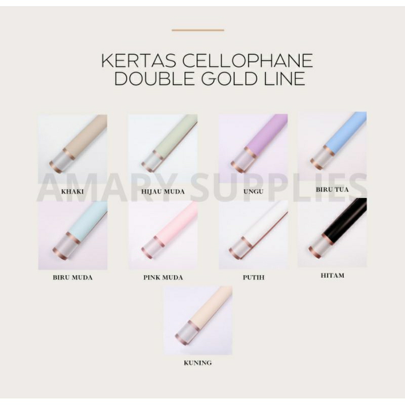 

AMARY - [Ecer] Kertas Cellophane List Transparan double Gold Kertas Buket Bunga