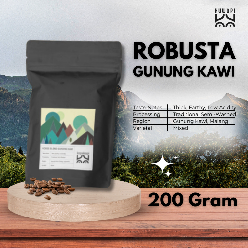 

KUWOPI Kopi Robusta Gunung Kawi Asli Coffee Roast Beans Espresso 200 Gram 500 gram & 1 kg Biji Bubuk Roastery