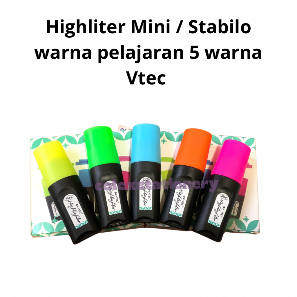 

Stabilo Penanda Mini / Highliter Penanda Warna Murah Ukuran Kecil / Penanda Buku Bewarna 5 Warna Vtec