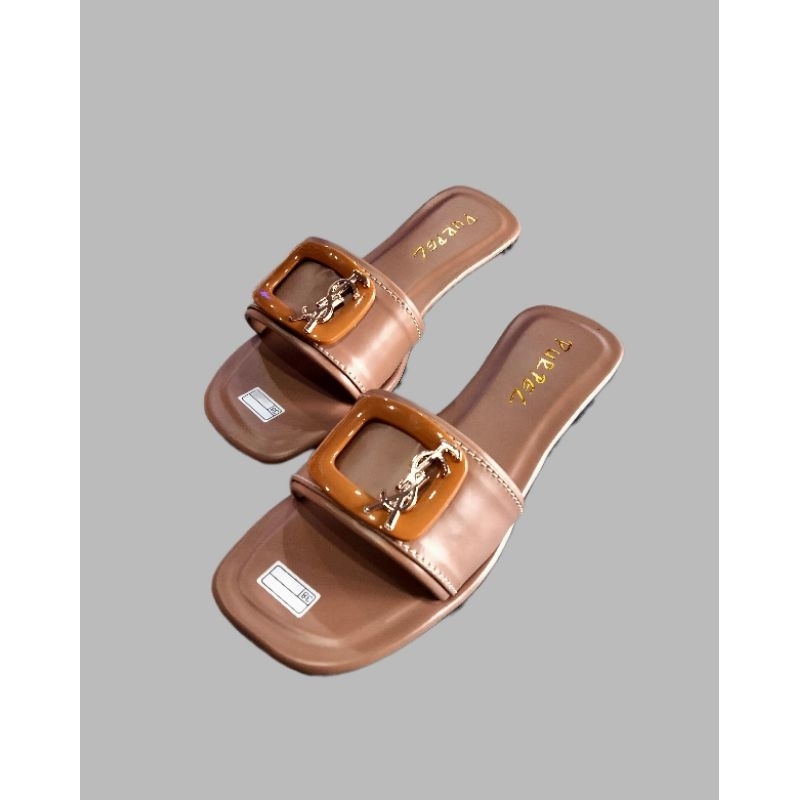 Sandal PURPLE YSL Sandal Flat Wanita Sandal Kekinian Sendal Cewek