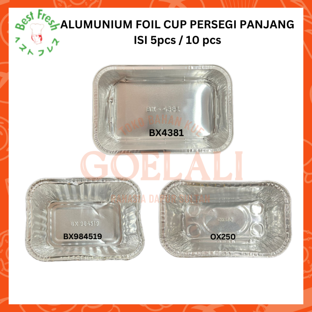 Alu Tray / Alumunium Tray / Alumunium Foil Cup Persegi Panjang isi 5pcs / 10 pcs