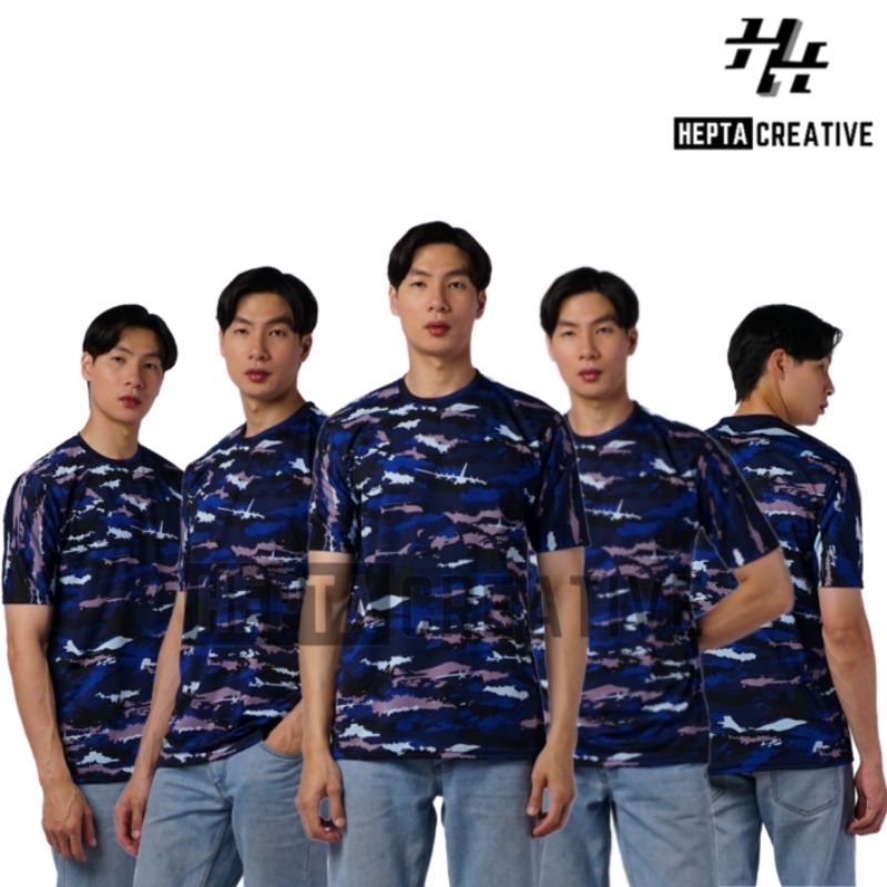 HEPTA CREATIVE BAJU PRIA KAOS LORENG AU ANGKATAN UDARA LENGAN PENDEK KAOS LORENG TNI AU KAOS LORENG 