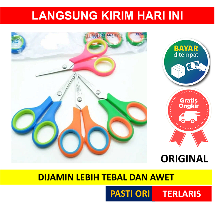 

[ GUNTING WARNA WARNI ] Gunting WARNA Kertas Besi Stainless Steel Sekolah Alat Tulis Pemotong Potong Serbaguna Rambut Tajam 11.5cm 11.5 cm 4.5