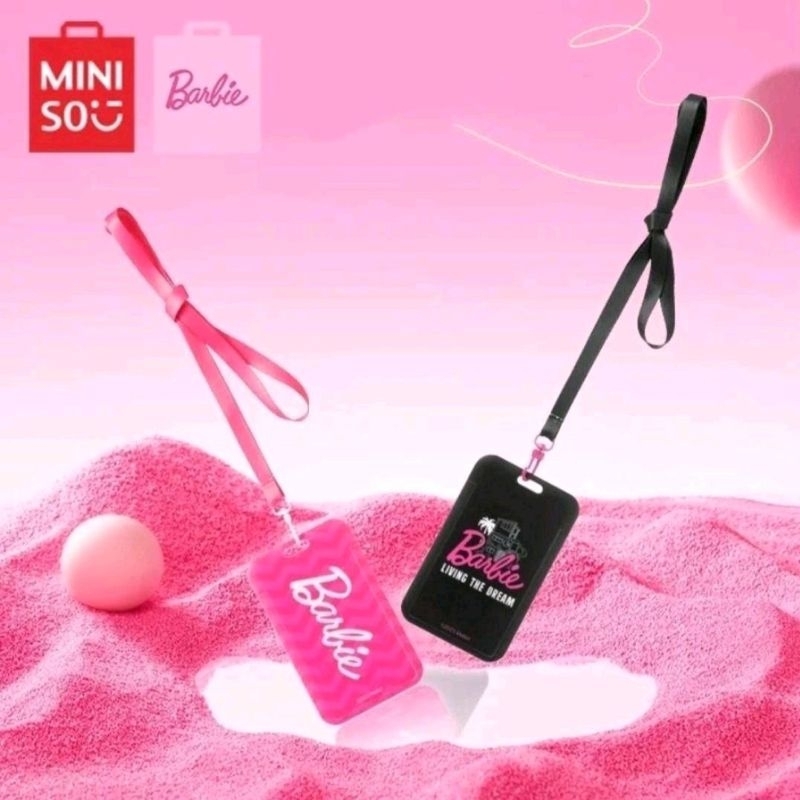 

Miniso-Card Holder Keychain Original Miniso Barbie Id Card Name Tag