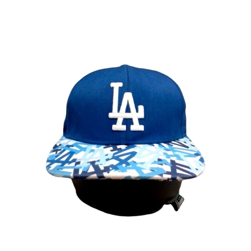 Topi Snapback LA biru visor motif MLB second