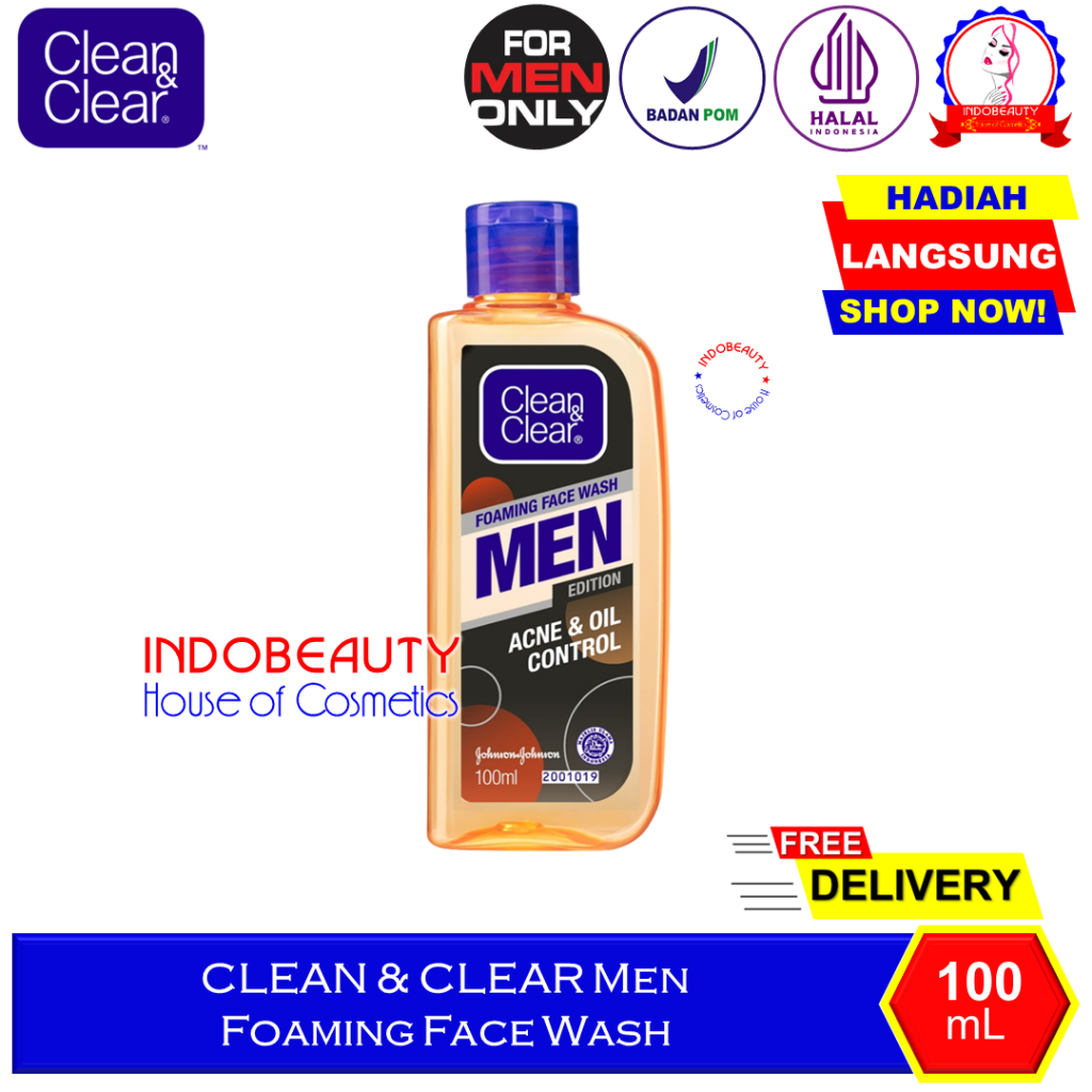 CLEAN & CLEAR Men Foaming Face Wash Facial Foam Sabun Cuci Muka Pembersih Wajah Pria