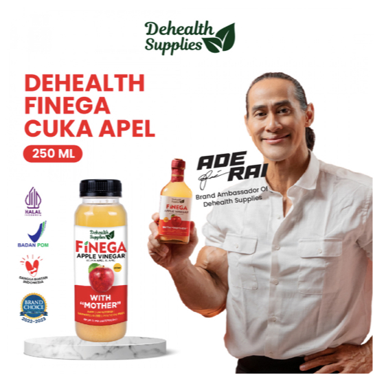 DEHEALTH SUPPLIES FINEGA CUKA APEL 250 ML / 500 ML BOTOL PLASTIK | CUKA APEL VINEGA WITH MOTHER | AP