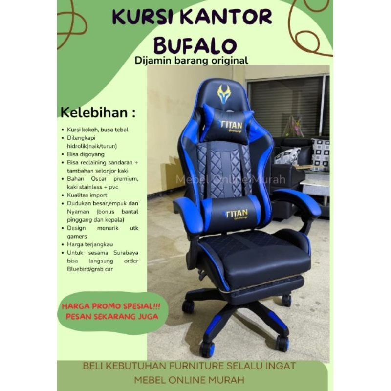 Kursi Gaming / Kursi Gaming modern / Kursi Reclining sandaran / Kursi Reclining kaki / Kursi Gaming 