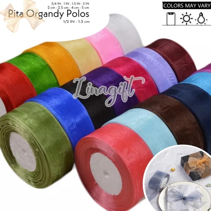 

STAR Rol 2 Yard SILK ORGANDY GIFT RIBBON 4MM 15 IN 4 CM PITA KADO ORGANDI POLOS