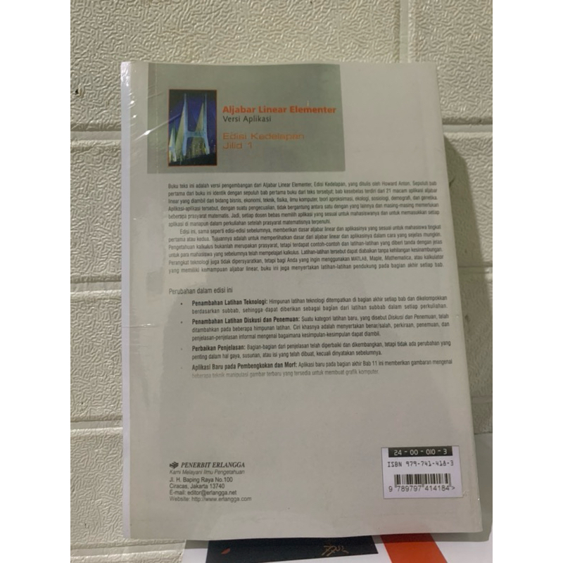 Buku Aljabar Linear Elementer edisi kedelapan jilid 1~ Anton Rorres