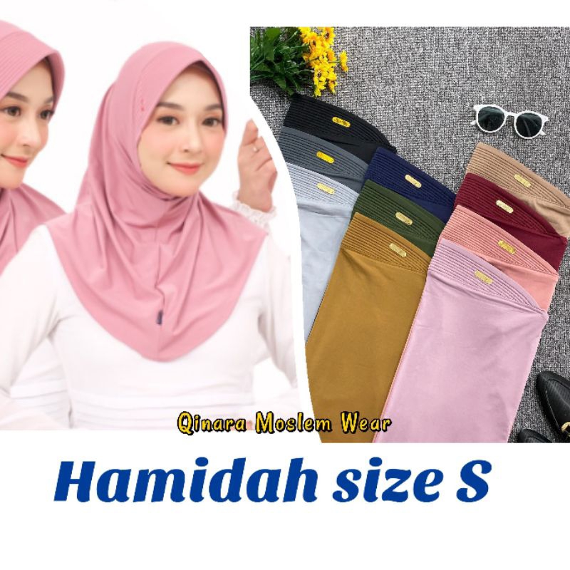 (50rb dapat 4pcs) Paket hemat hijab hamida size S M L Hijab ameera label akrilik by qinara moslem we