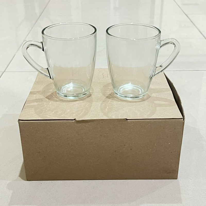 Satu Set Gelas Gagang Kopi Bahan Kaca MG112 isi 6