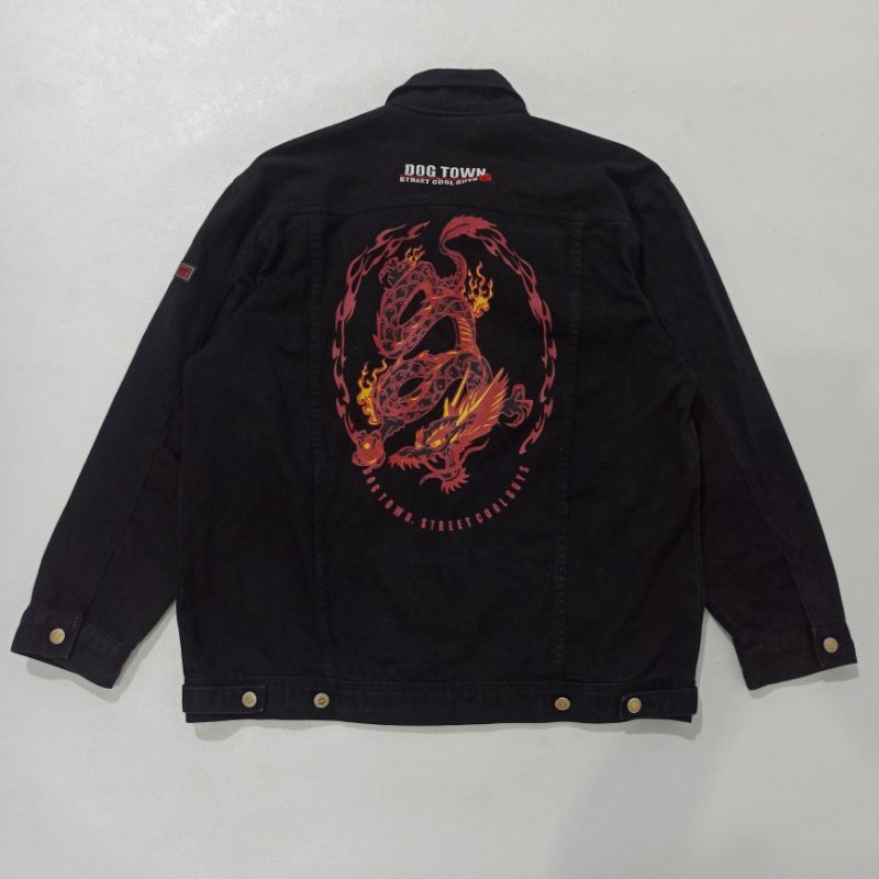 VINTAGE TRUCKER DENIM JACKET DOGTOWN BLACKDRAGON NOT JNCO FUBU EVISU ECKO