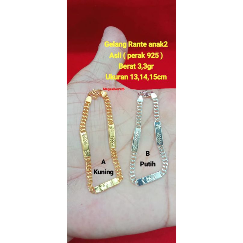 gelang tangan motif ukir anak2, ( asli perak 925)