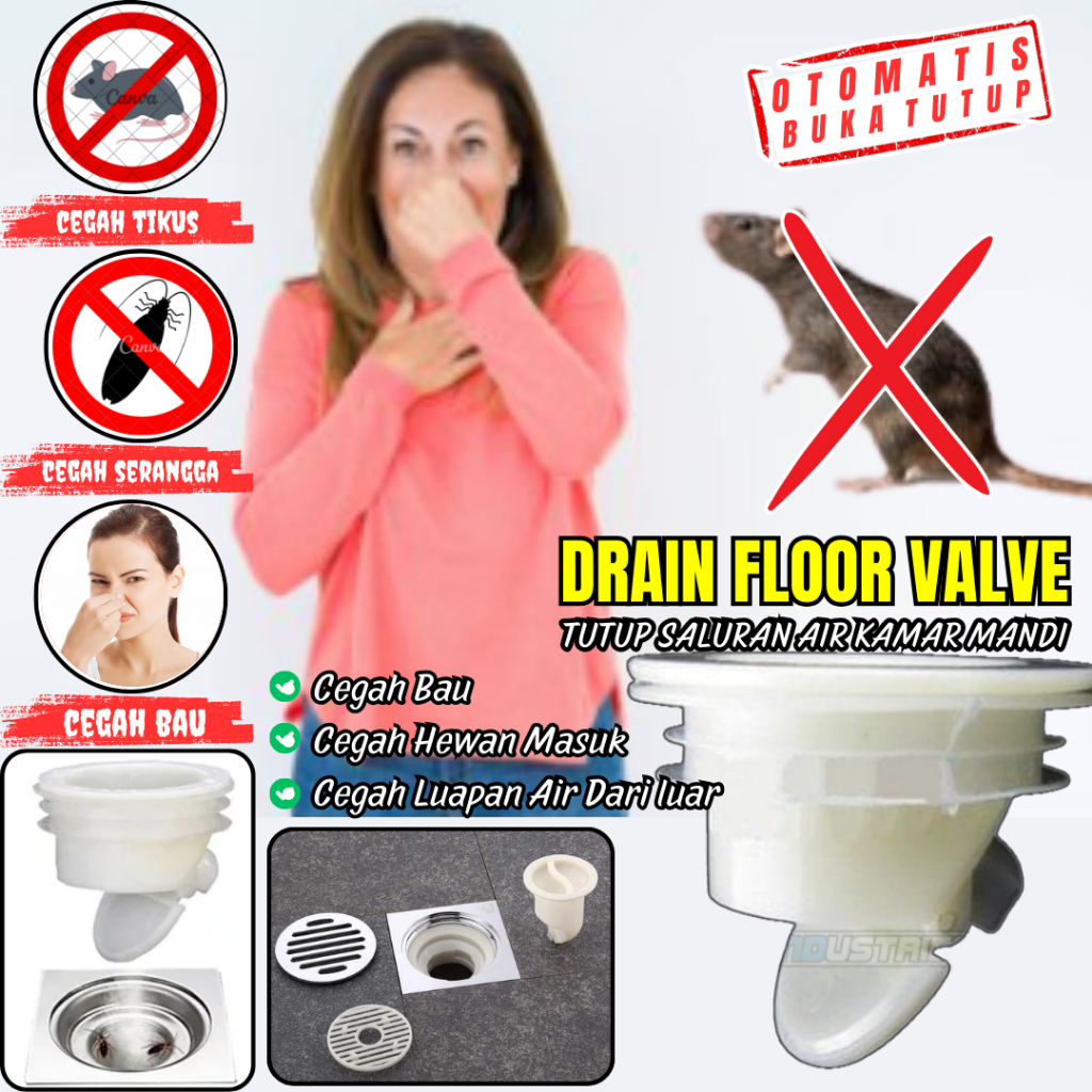 Anti Tikus masuk Kamar Mandi Penutup Lubang air Drain Floor Otomatis Buka Tutup