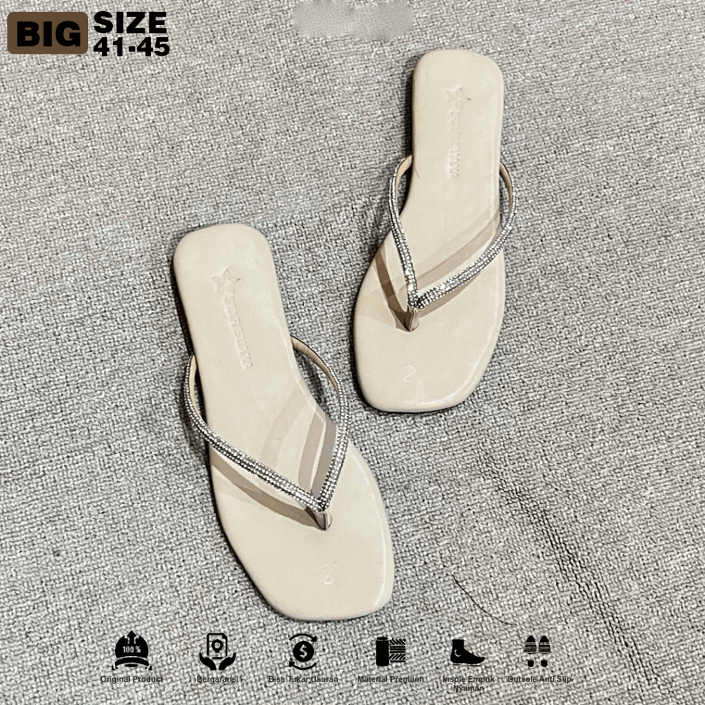 Sandal Wanita Flat Zura sandal santai Big Size 41 42 43 44 45