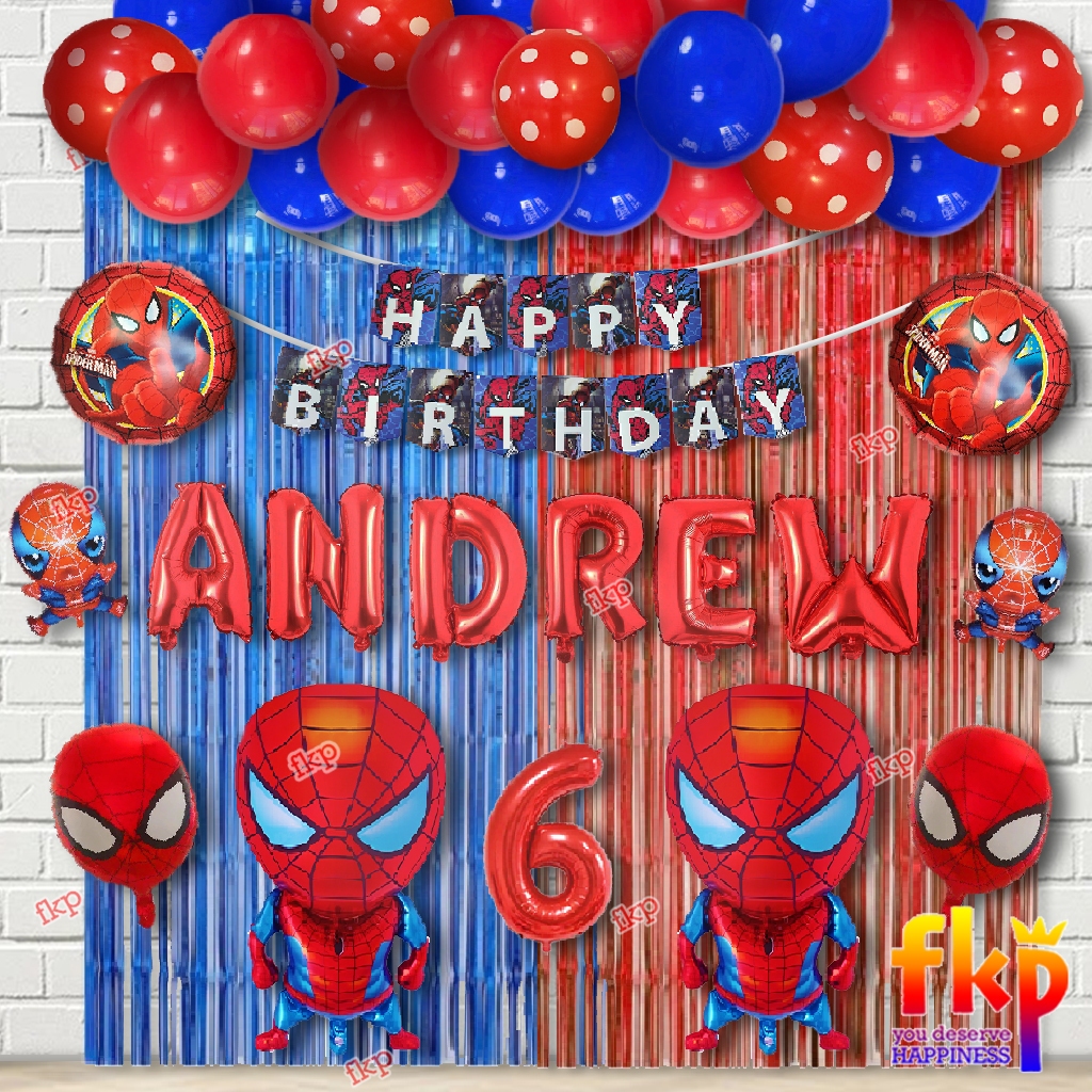 Fun Kids Party Set Dekorasi Ultah tema Spiderman / Dekorasi Spiderman / Balon Spiderman / Ulang Tahu
