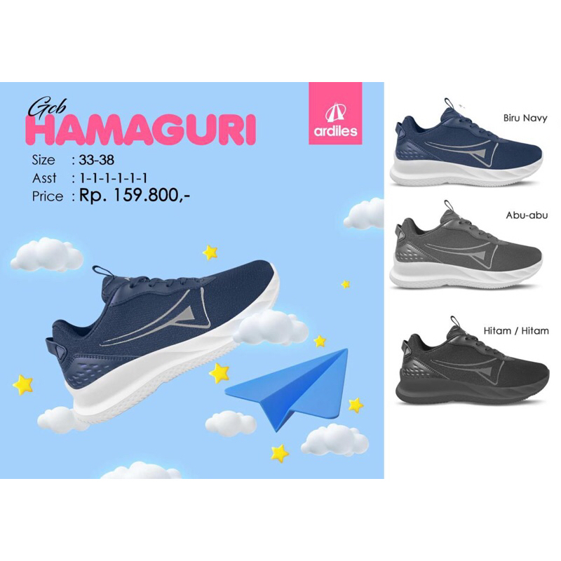 Sepatu Ardiles Unisex Anak Laki Perempuan Sepatu Running Sporty Olahraga Ardiles Hamaguri Original T