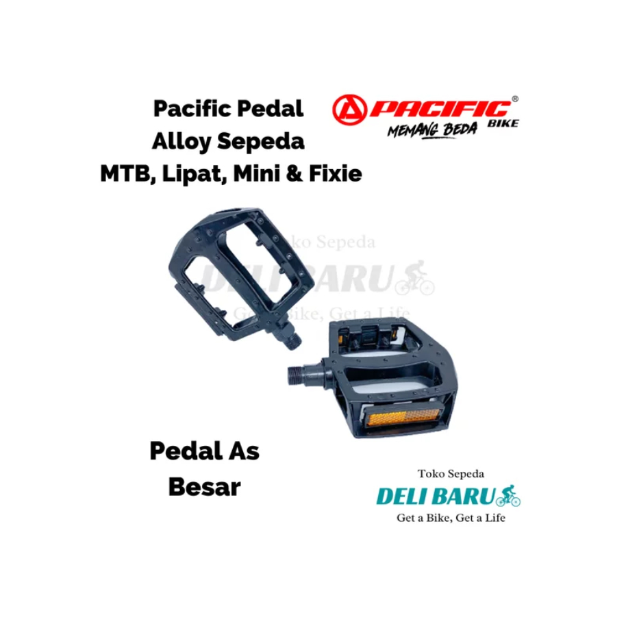 Pedal alloy pacific sepeda MTB lipat fixie as besar hitam