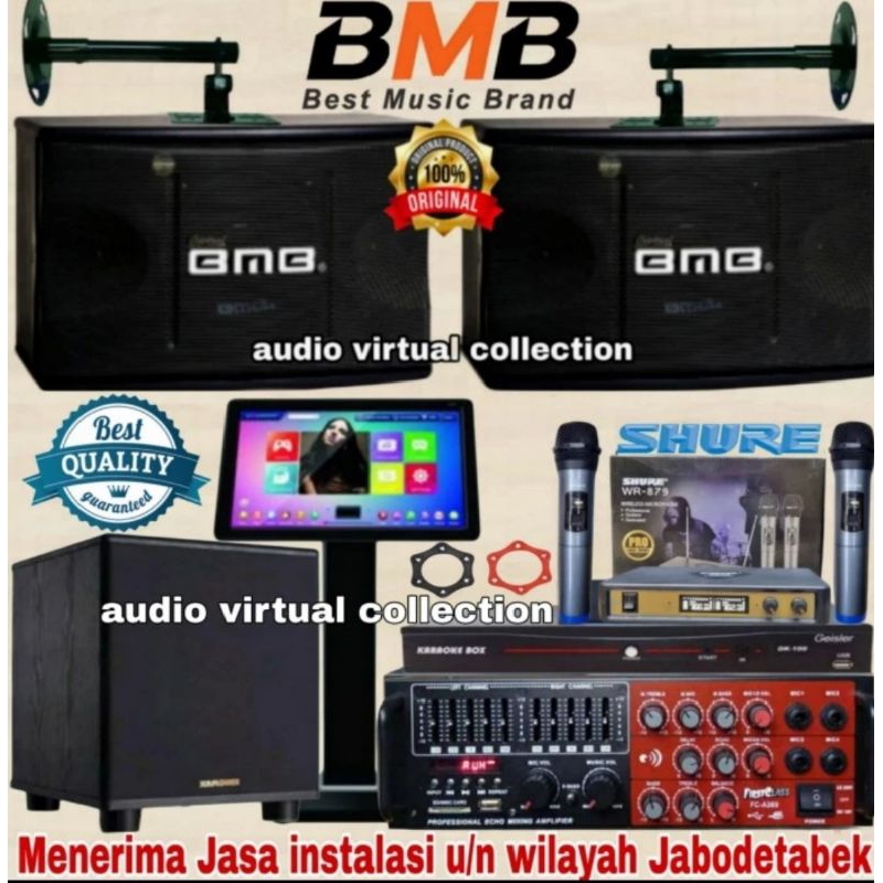 Paket Karaoke speaker BMB 8 Inch+subwoofer komplit(Paket hemat lengkap)