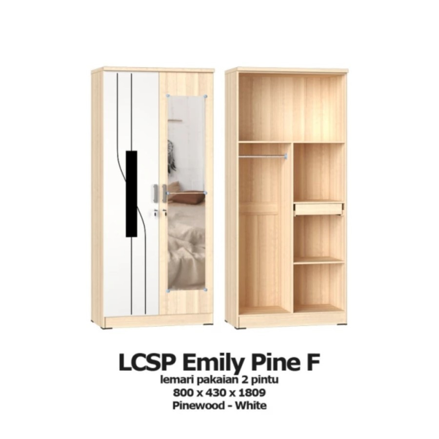 lemari baju 2 pintu murah lemari pakaian kaca 2 pintu LCSP G-STAR OLYMPIC