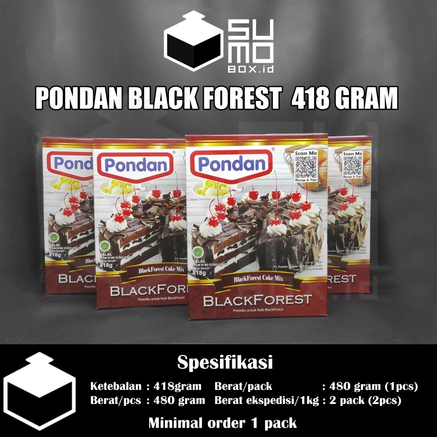 

GR Pondan Black Forest 418gram / Tepung Cake Bolu Instan
