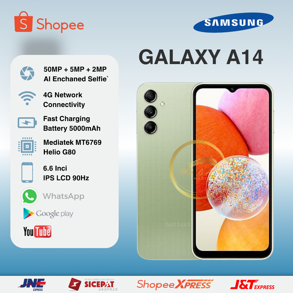 HP Samsung Galaxy A14 RAM 6GB Internal 128GB Bergaransi 1 Tahun -  Hijau - COD