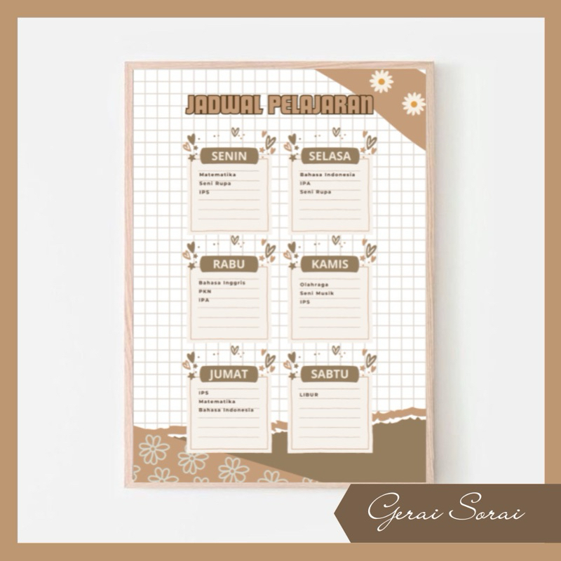 [Hiasan Dinding] JADWAL PELAJARAN SEKOLAH WALL DECOR