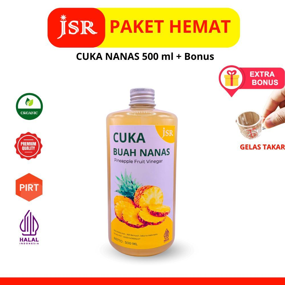 

Pineapple Cider Vinegar Cuka Buah Nanas Asli JSR Rempah Kemasan 500 ml