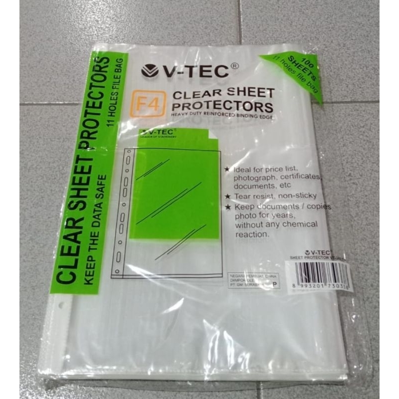 

Sheet Protector Vtec F4 isi 100 lembar (per 1 pack)