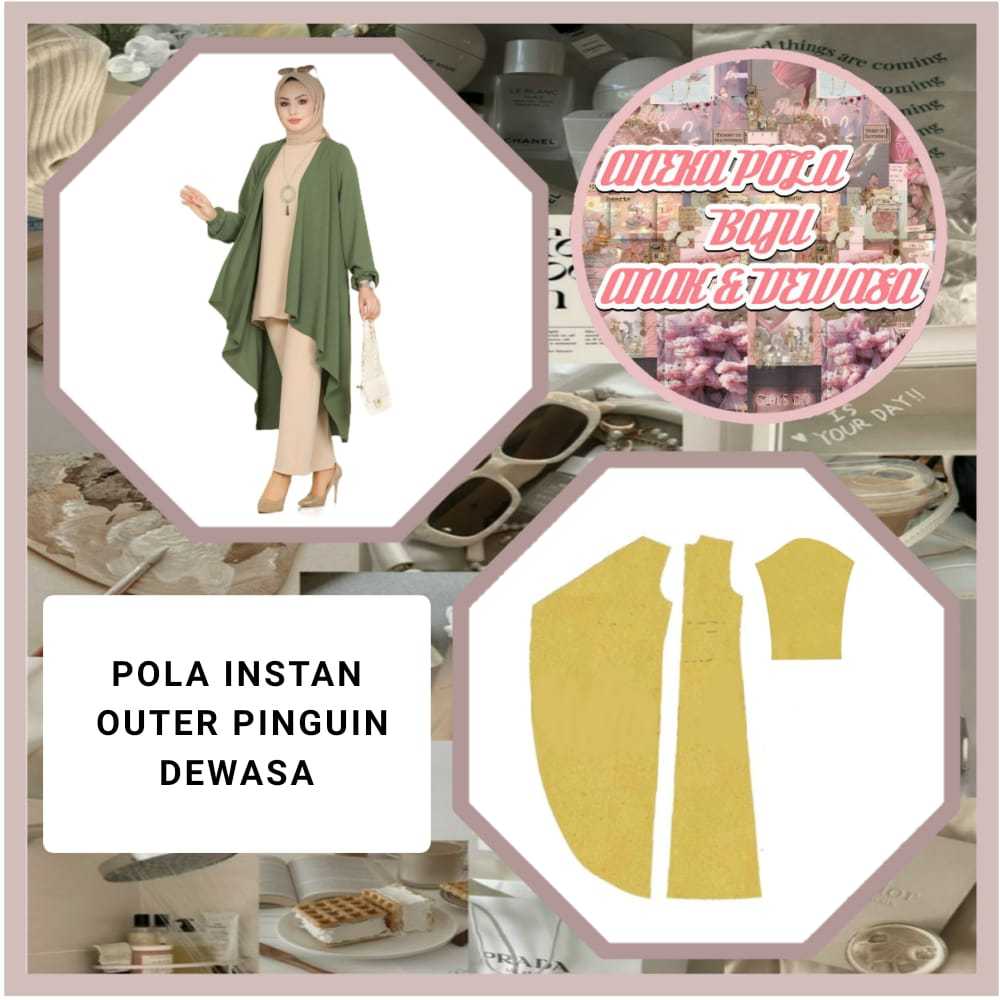 COD】Pola Outer Pinguin Dewasa Lengan Panjang Biasa Terbaru Ukuran Lengkap | Pola Baju Outer Dewasa |