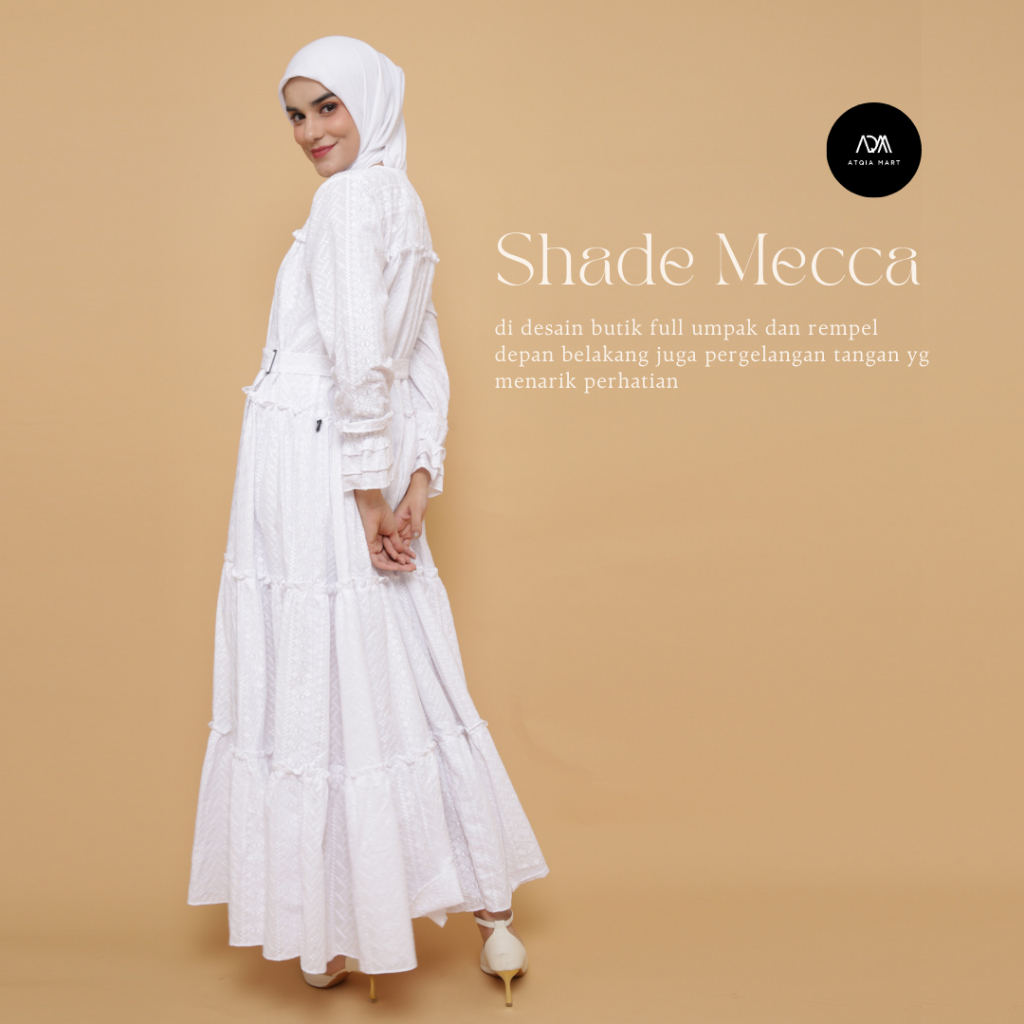 Atqia_Mart-Mecca Busana Muslim Wanita Katun Bordir PoloLinen Gamis HajiUmrah Baju Akad Dress Lebaran
