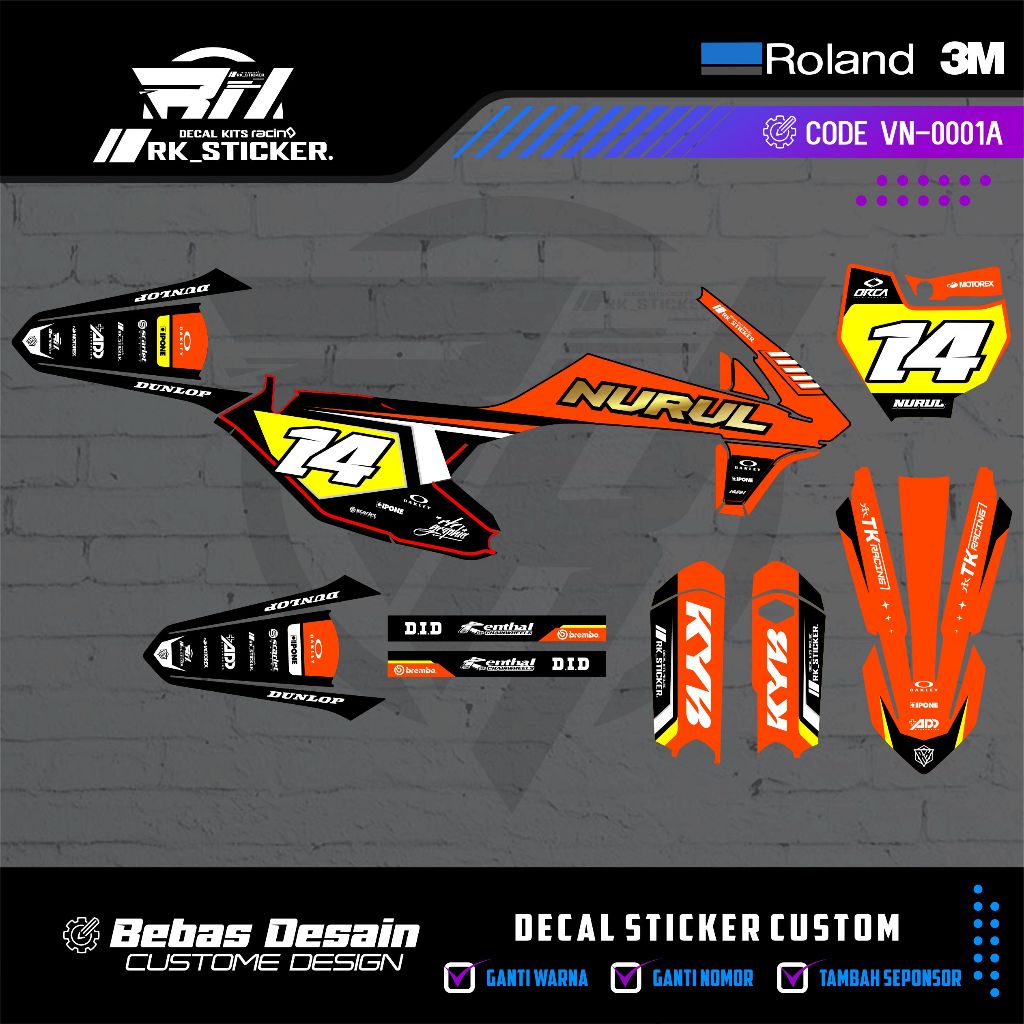 DECAL STIKER KTM 85 2020 - KTM 250 2017 - KTM 250 2020-2022 - KTM 85 2014-2016 - PREMIUM FULLBODY CU