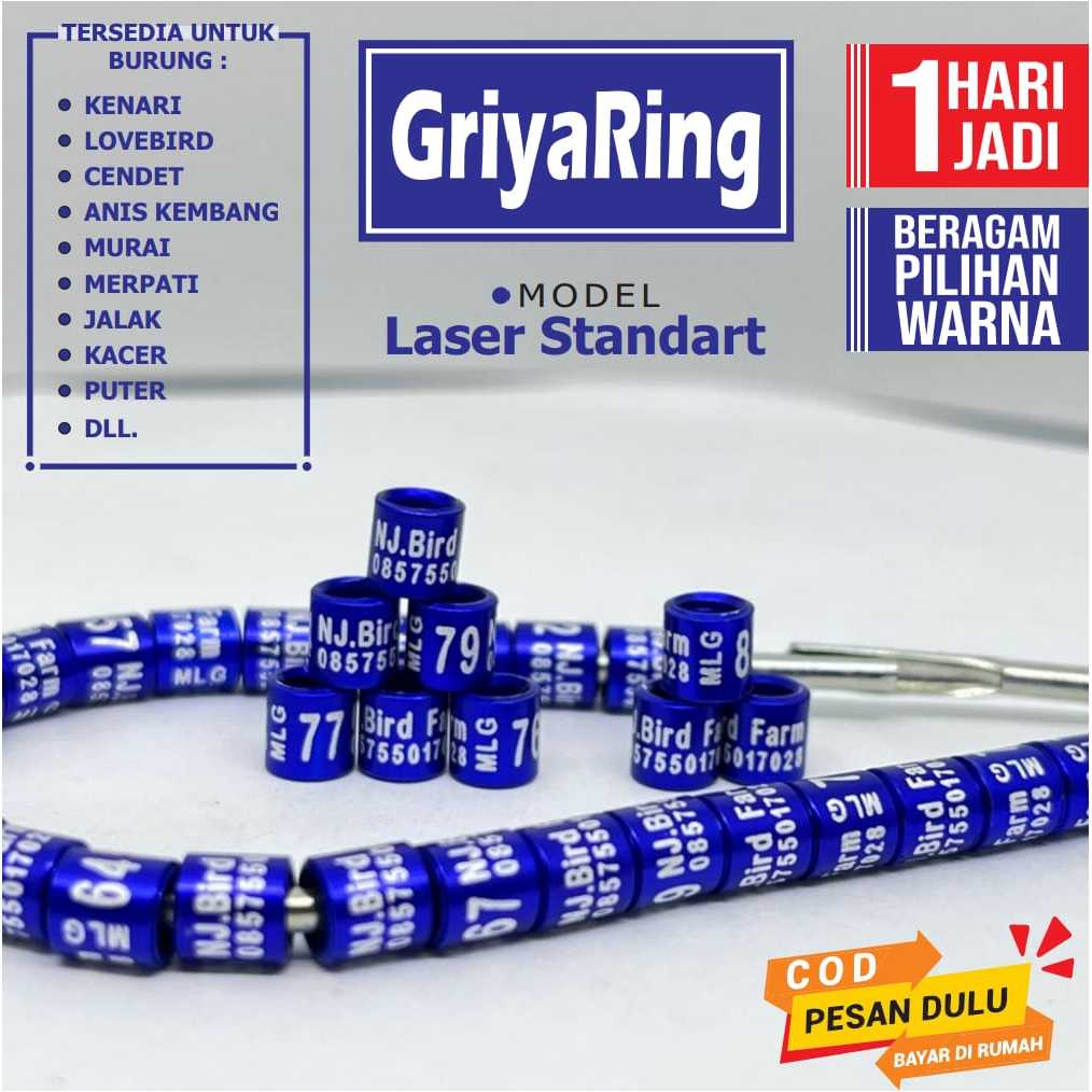 Ring Burung  model Laser Standart kenari kacer muraibatu kacer anis kembang punglor perkutut DLL
