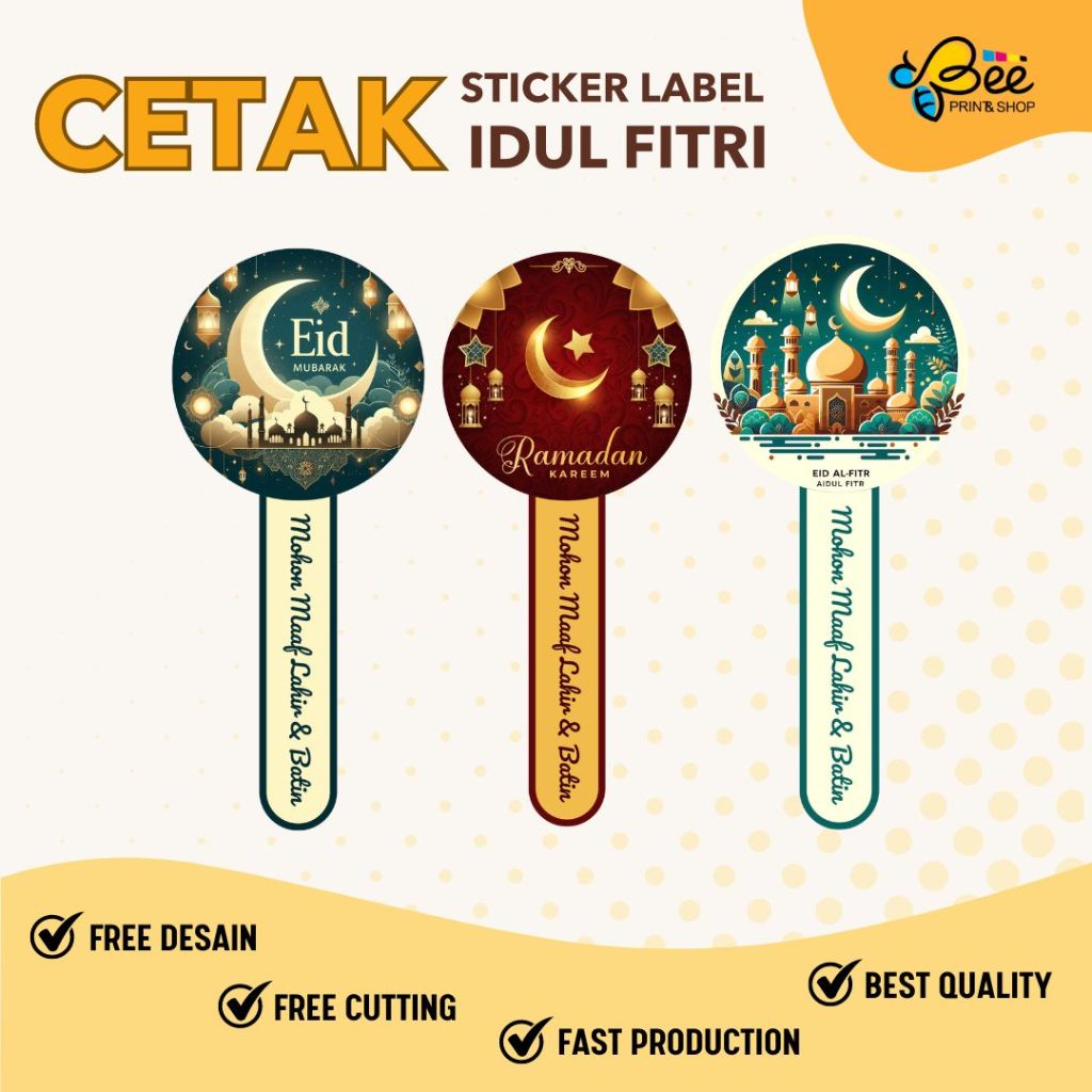 

(ADA MINIMAL ORDER) CETAK STIKER TOPLES LEBARAN / Stiker Toples Idul Fitri / Stiker Toples Kue Kering / Cetak Stiker Custom , FREE CUTTING KISS CUT