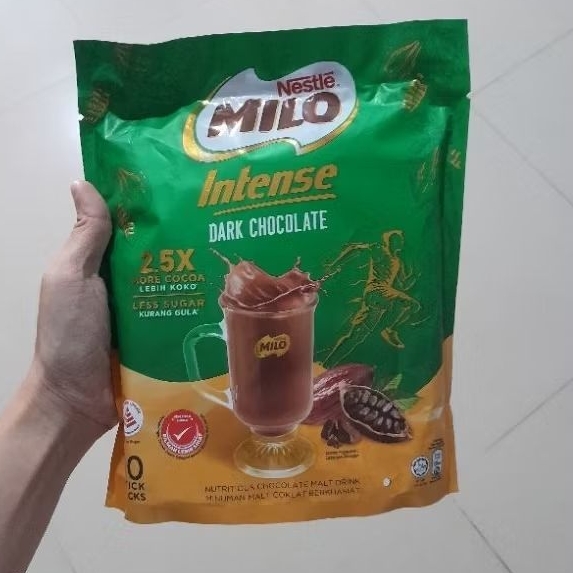 

Milo Intense Dark Chocolate LESS SUGAR susu bubuk coklat sachets ( isi 10 )