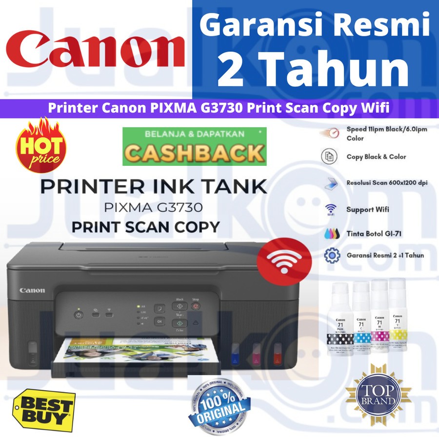 Printer Canon PIXMA G3730 G 3730 Print Scan Copy Wifi Pengganti Canon G3020