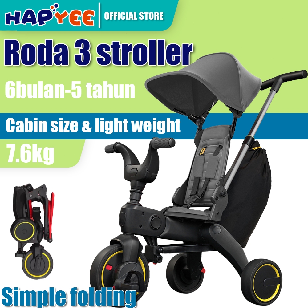 HAPYEE  Sepeda stroler roda tiga anak lipat anak 1 tahun sepeda roda 3 bayi lipat tricycle