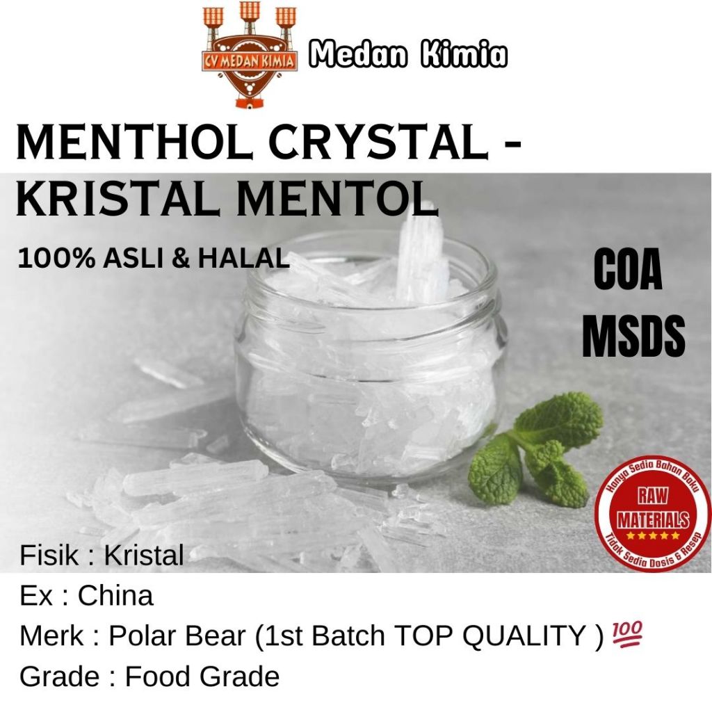Menthol Crystal 1 Kg / Murni Kristal Mentol Food Grade Polar Bear Top Quality Mentol Kristal